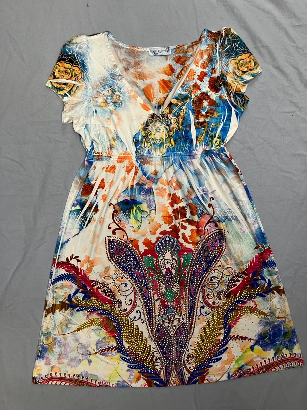 R Rouge Y2K Colorful Floral V-Neck Summer Dress Size S/M